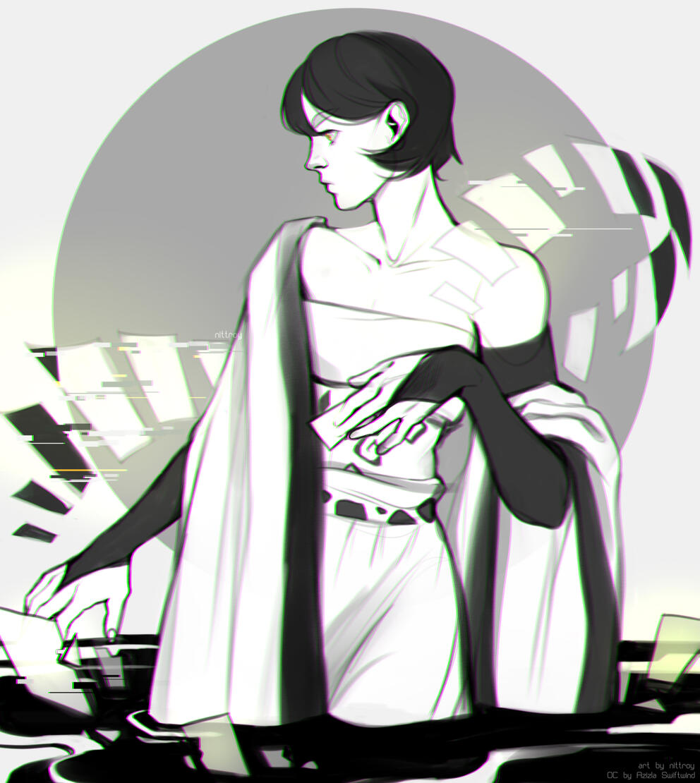 Monochrome half | OC belongs to @ASwiftwind (twt)